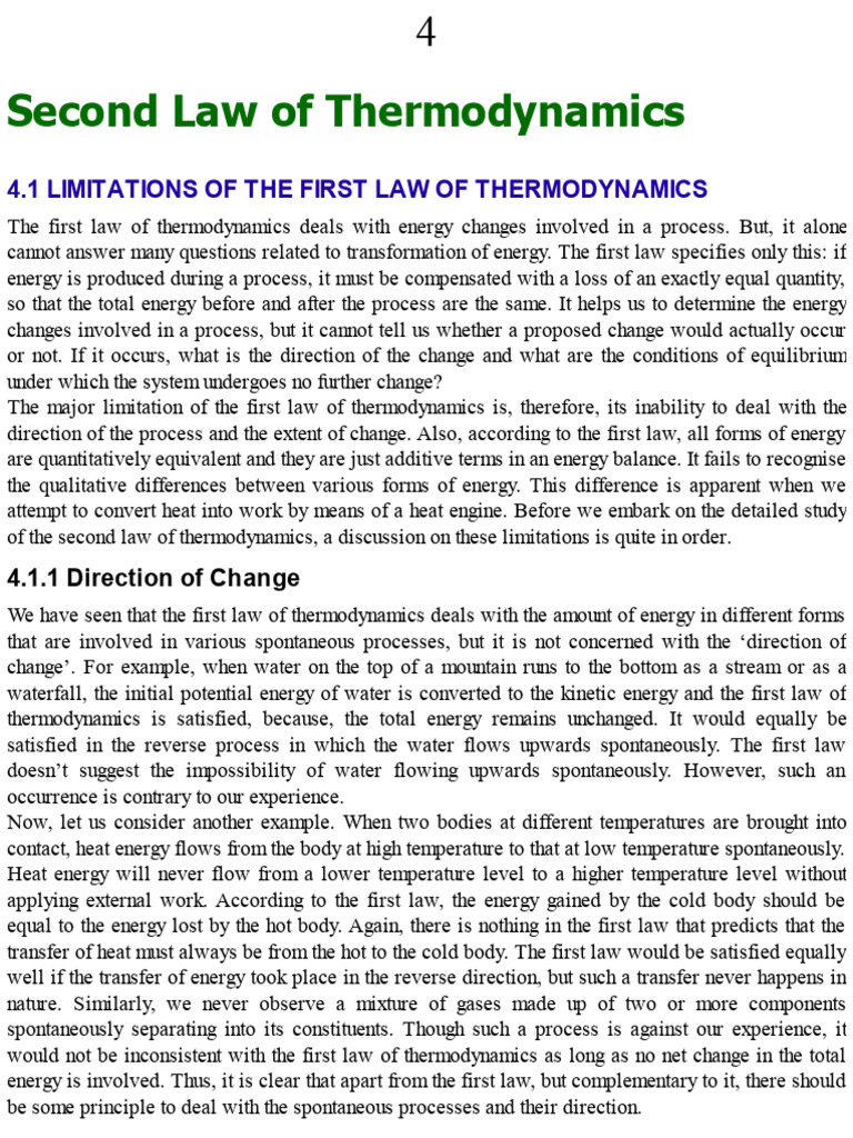 CH - 5 Second Law of Thermodynamics by K V Narayan | PDF | Heat | Entropy