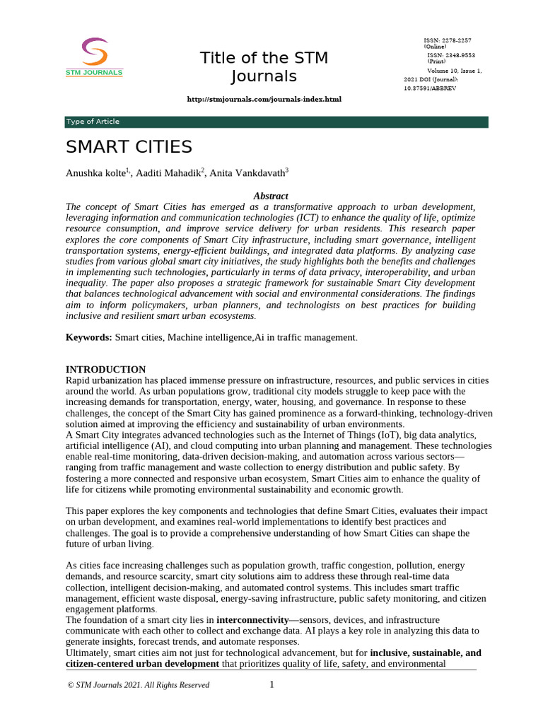 STM Document Smart Cities | PDF | Urban Planning | Sustainability