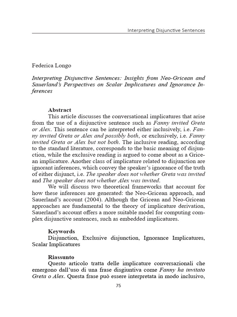 Interpreting Disjunctive Sentences Insig | PDF | Interpretation ...