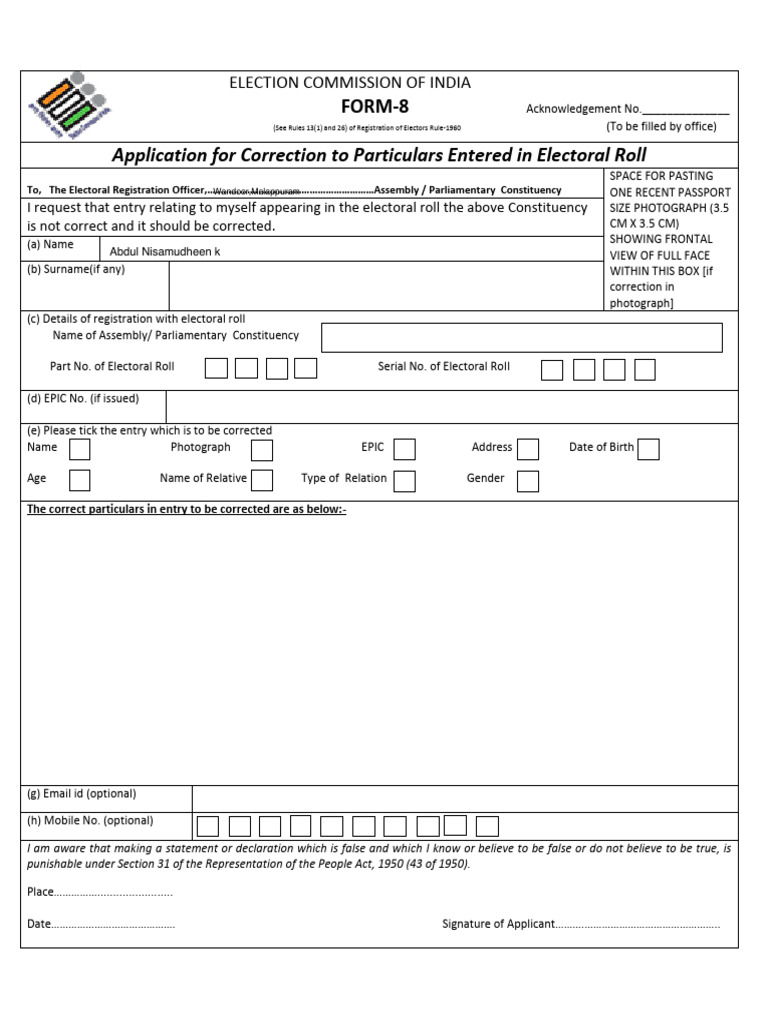FORM8 | PDF | Democracy | Political Ideologies