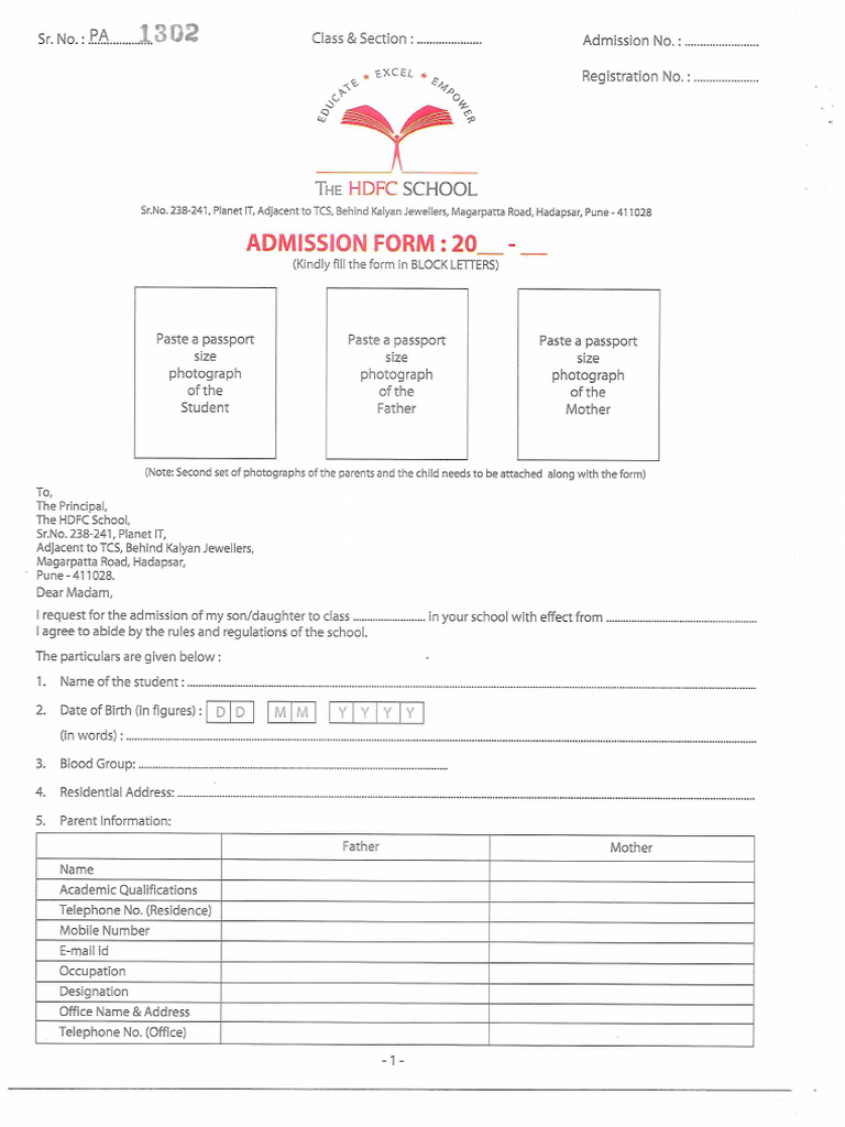 Admission Form | PDF