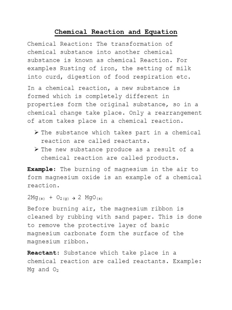 Chemical Reaction and Equation Volume 1 | PDF | Chemical Reactions | Oxide