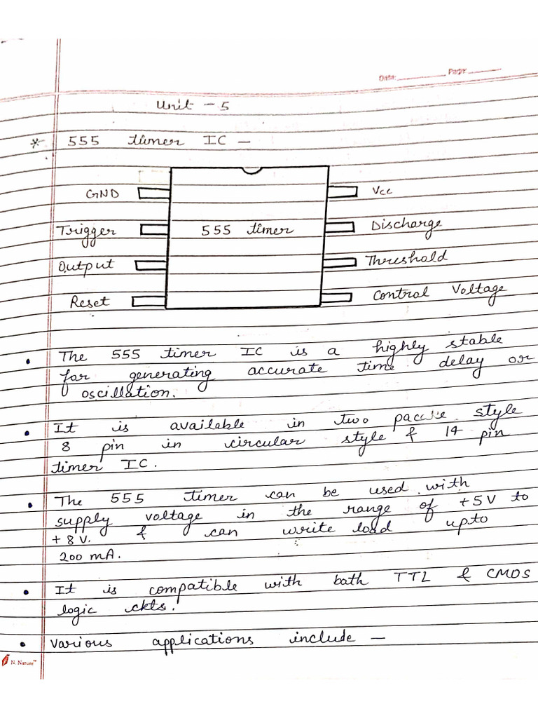 Unit-5 Integrated Circuit Timer (555 Timer IC) | PDF