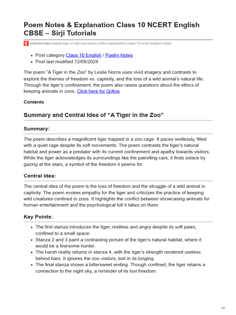 Poem Notes & Explanation Class 10 NCERT English CBSE - Sirji Tutorials ...