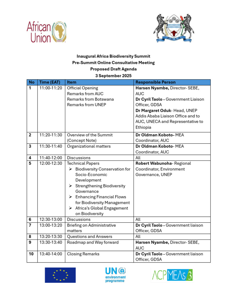Draft Agenda - Pre-Summit and Pre-COP Online Meetings | PDF | United ...