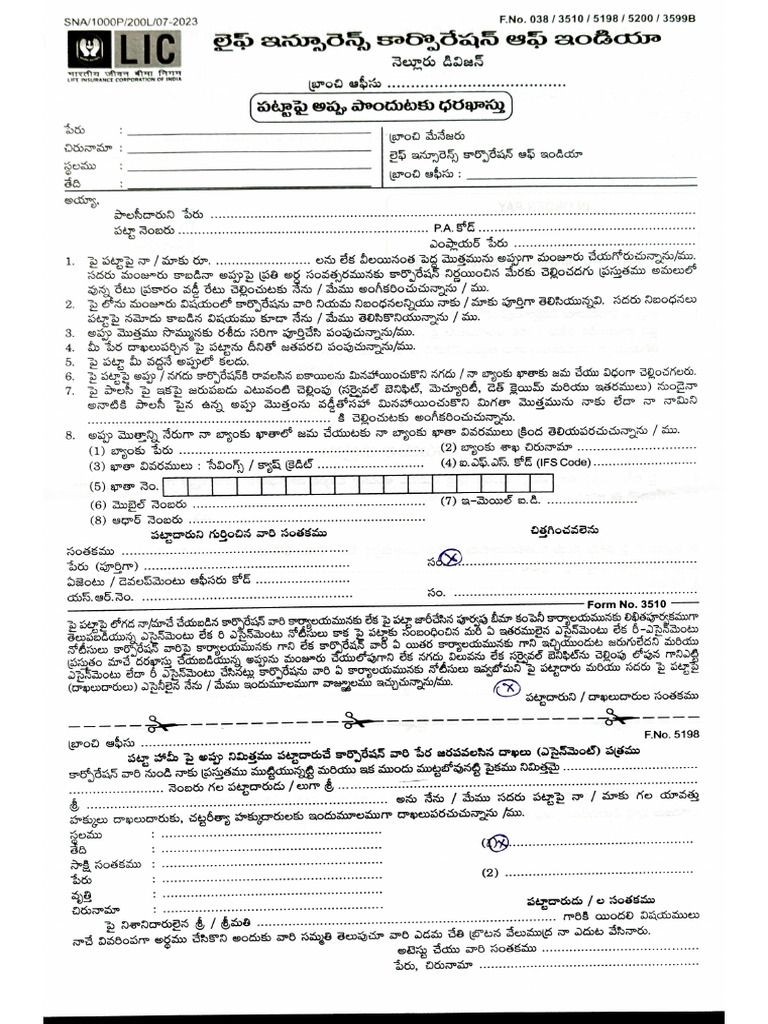 Lic Lone Form | PDF