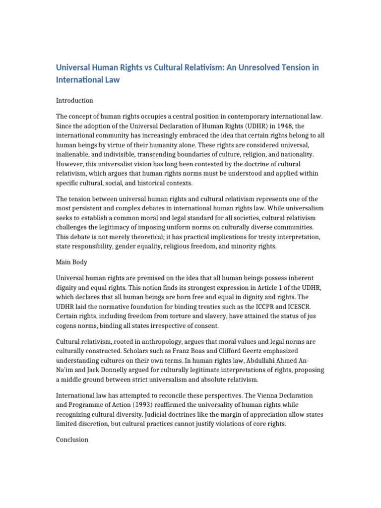 Universal Human Rights Vs Cultural Relativism | PDF | Human Rights ...