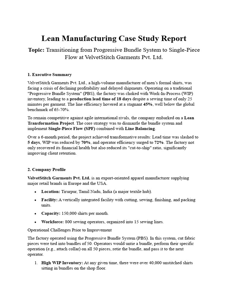 Lean Manufacturing Case Study Report | PDF