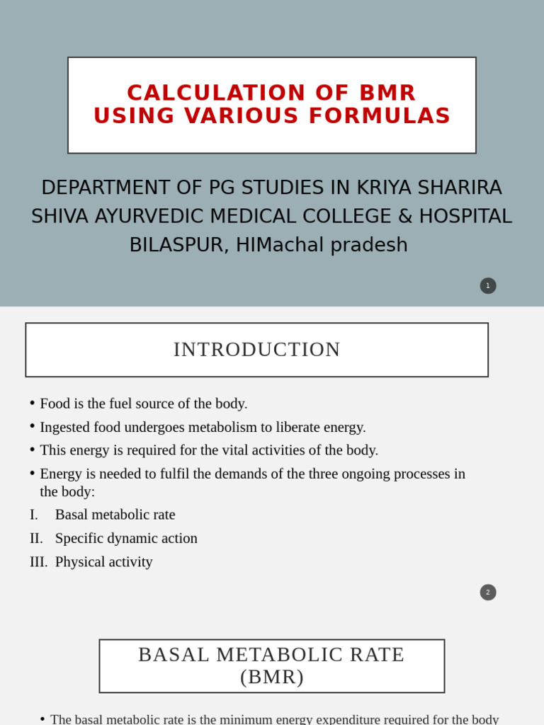 Calculation of BMR | PDF | Biology | Physiology