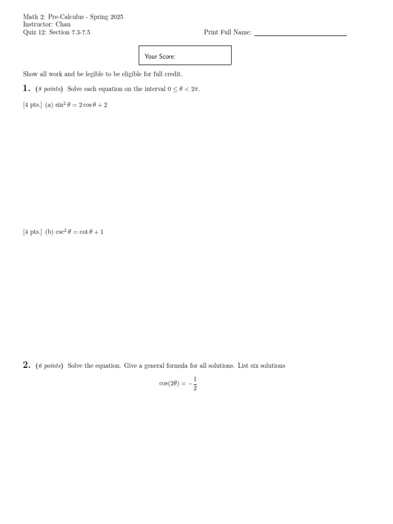 Quiz 12 | PDF