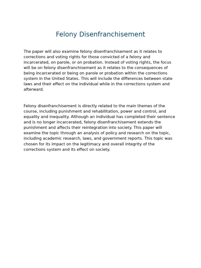 Felony Disenfranchisement | PDF