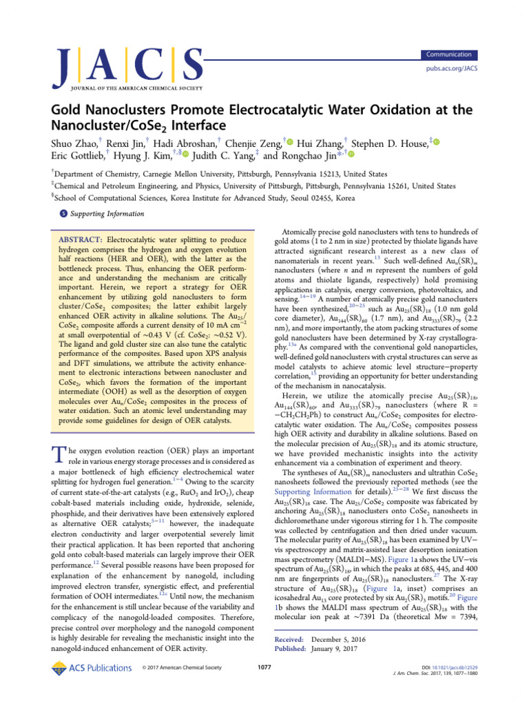 Gold Nanoclusters Promote Electrocatalytic Water Oxidation at The ...
