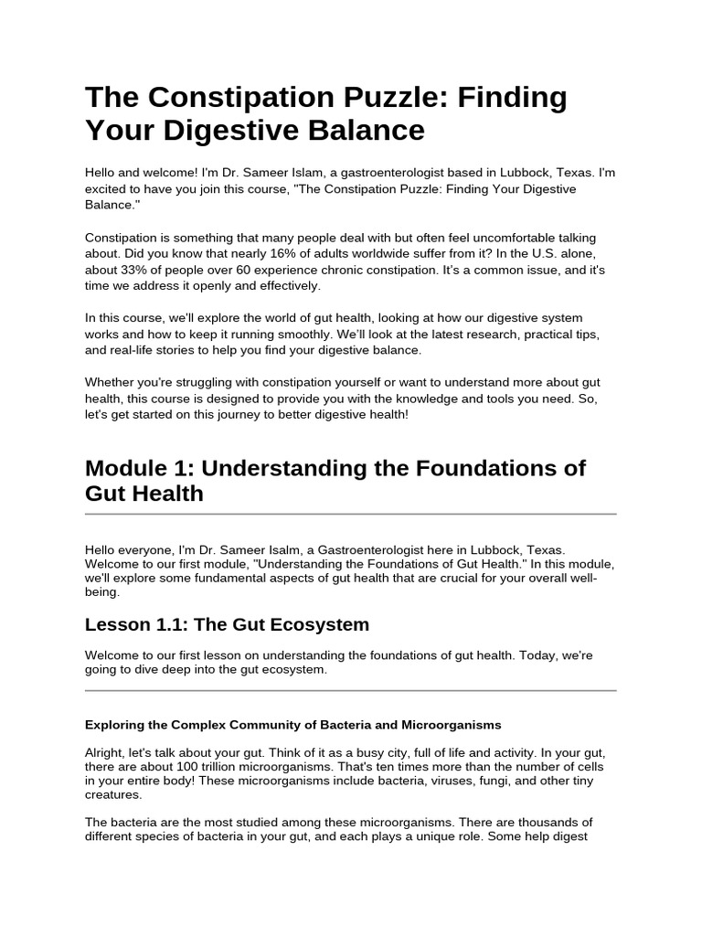 The Constipation Puzzle - Finding Your Digestive Balance | PDF ...