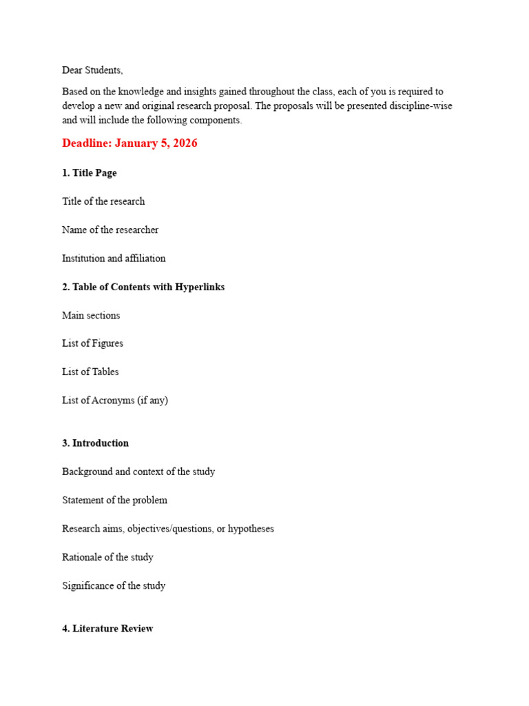 Research Proposal Guideline and Instructions | PDF