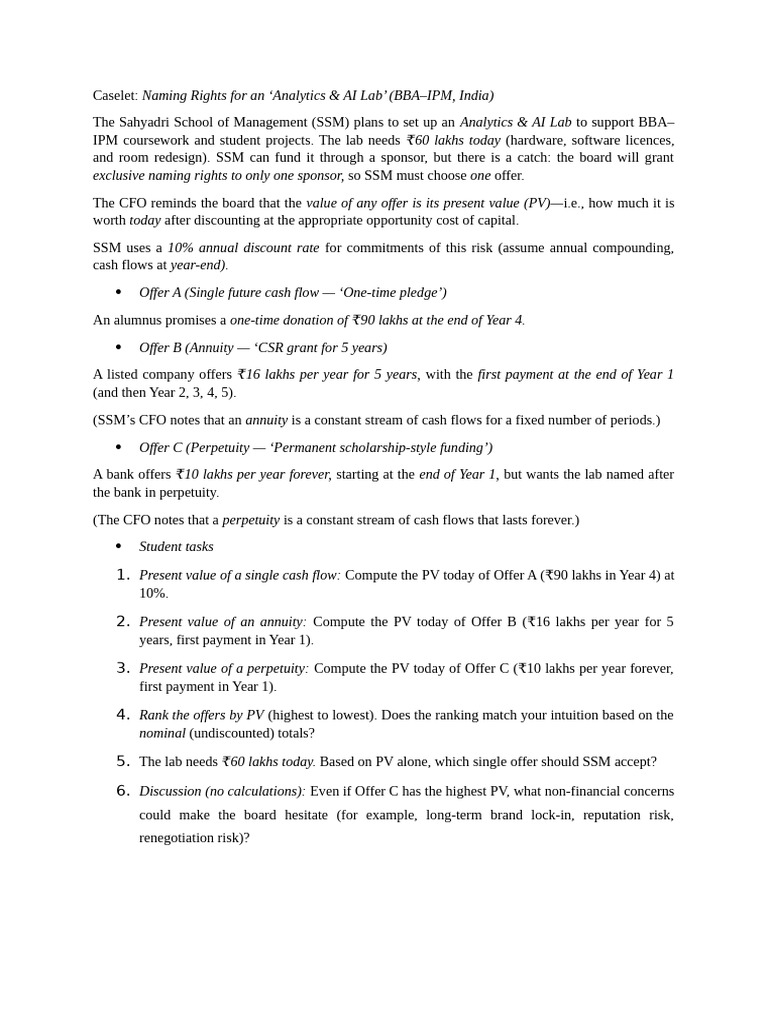 Class 3 Time Value of Money Naming Rights | PDF
