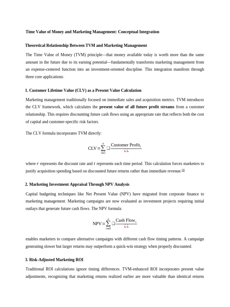 Time Value of Money and Marketing Management - Case | PDF | Net Present ...