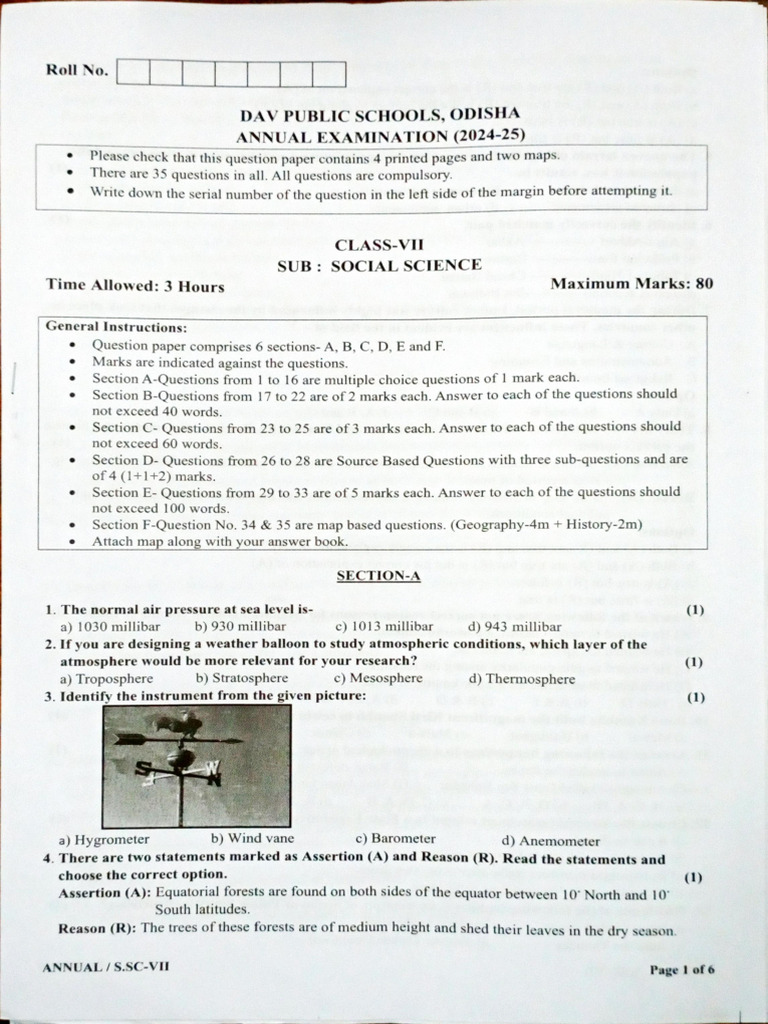 Vii SST QP Annual 2025 | PDF