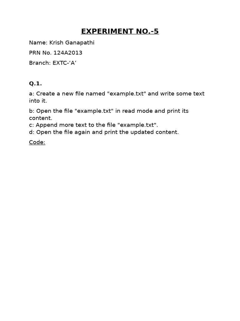 Experiment No 5 | PDF