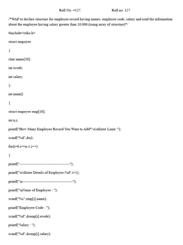 Exp11 Employee Less10000 (Program) .Docx 20251125 194110 0000 | PDF