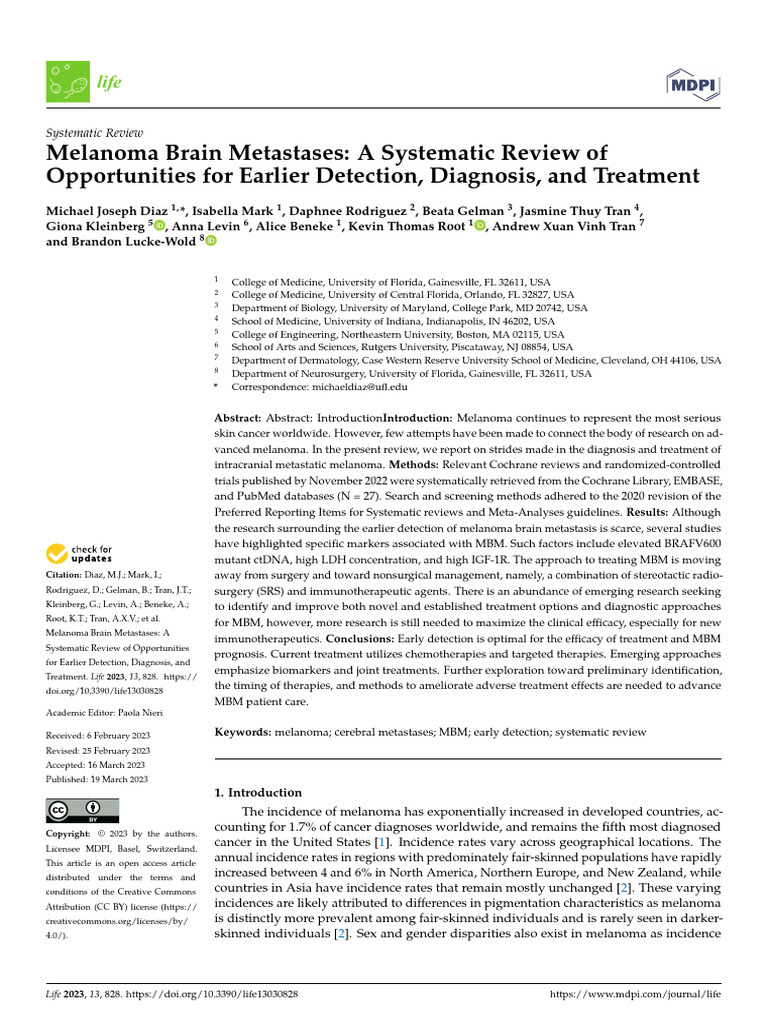 Melanoma Brain Metastases | PDF | Melanoma | Metastasis