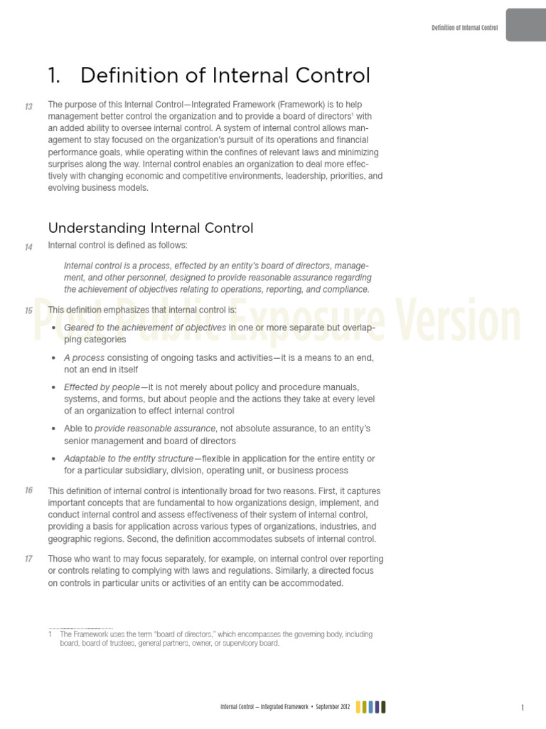 COSO Framework Internal Control 15 99 | PDF | Internal Control ...
