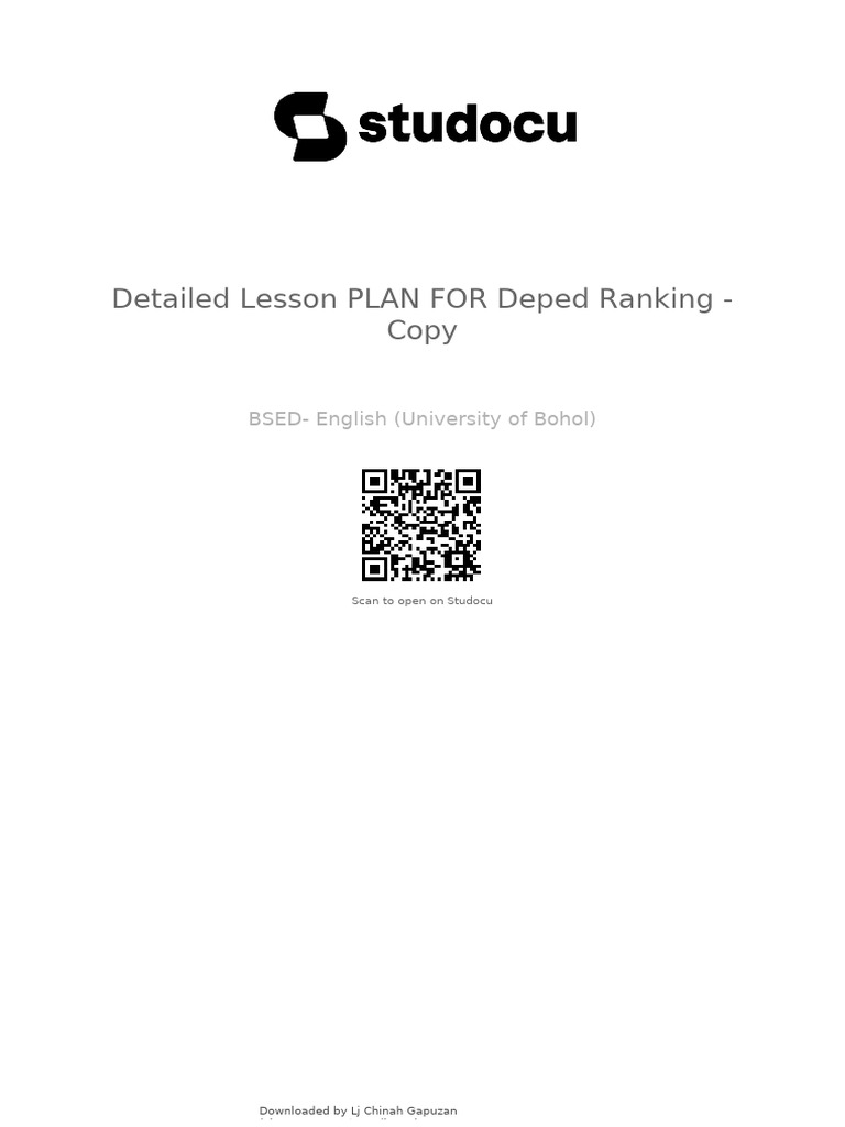 Detailed Lesson Plan For English 9 Deped Ranking June 2024 | PDF ...