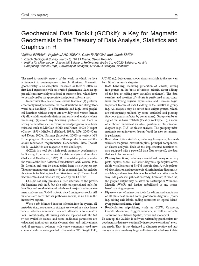 Geochemical Data Toolkit GCDkit A Key For Magmatic | PDF | Minerals ...