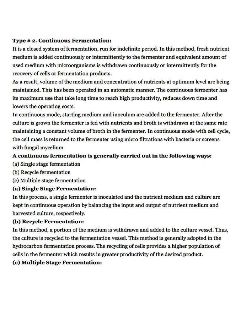Continuous Fermentation | PDF