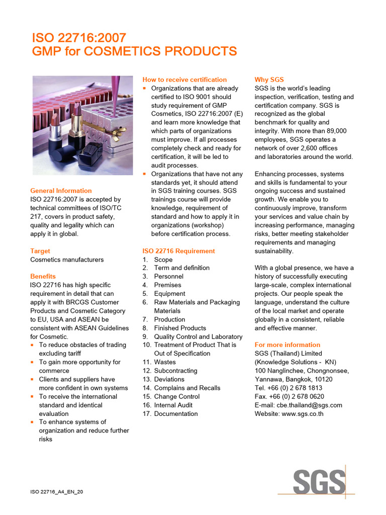 SGS - Iso 22716 2007 | PDF