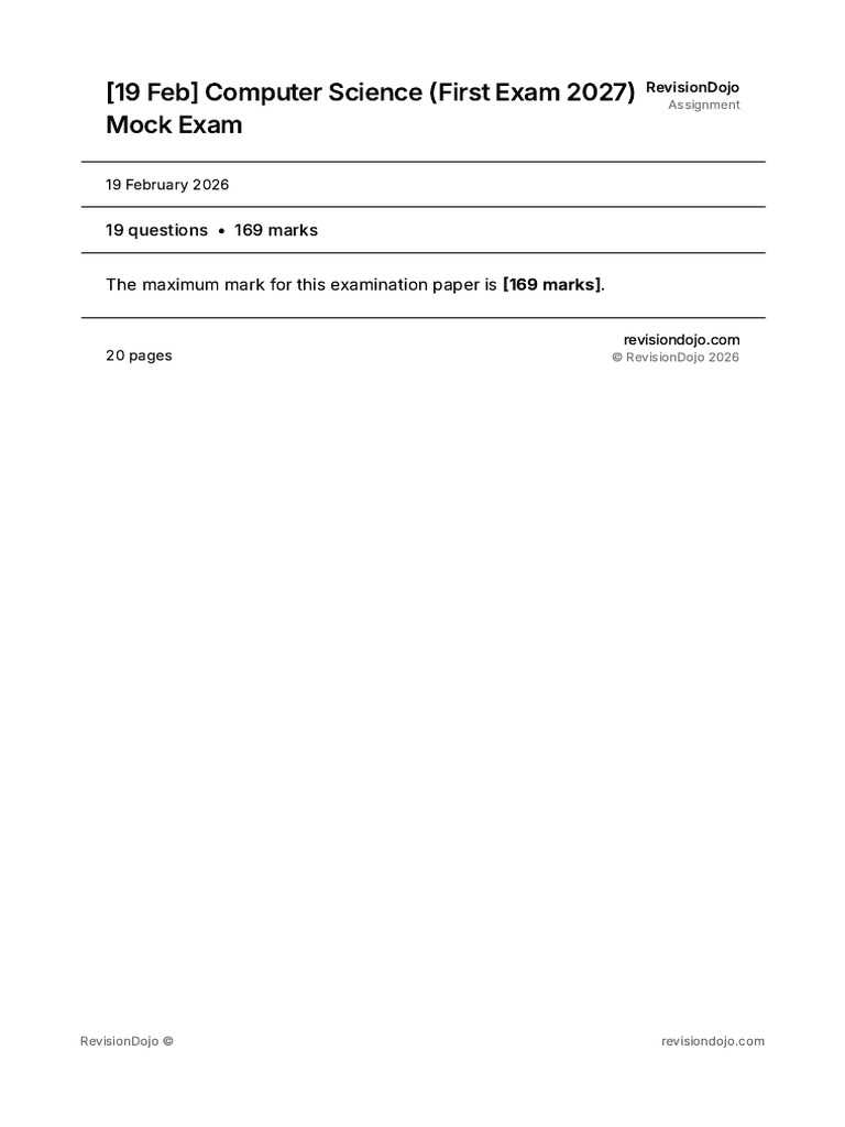 (19 Feb) Computer Science (First Exam 2027) Mock Exam 2 | PDF | Data ...