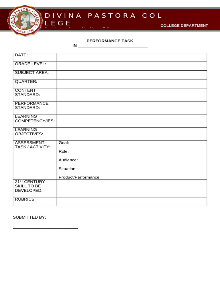 Performance Task Plan | PDF
