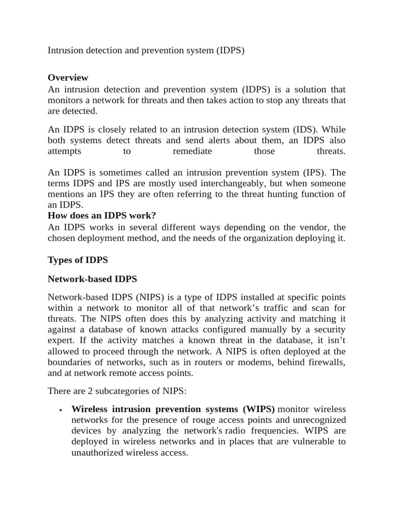 Unit 2 Intrusion Detection and Prevention System | PDF | Computer ...