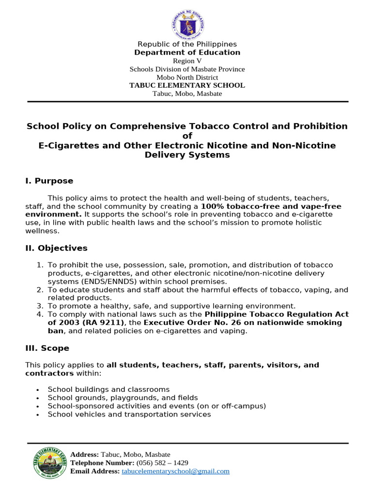 Tobacco Policy | PDF | Electronic Cigarette | Tobacco