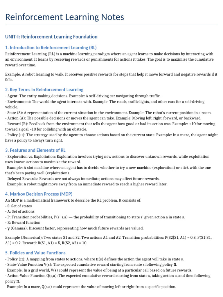 Complete RL Notes | PDF | Applied Mathematics