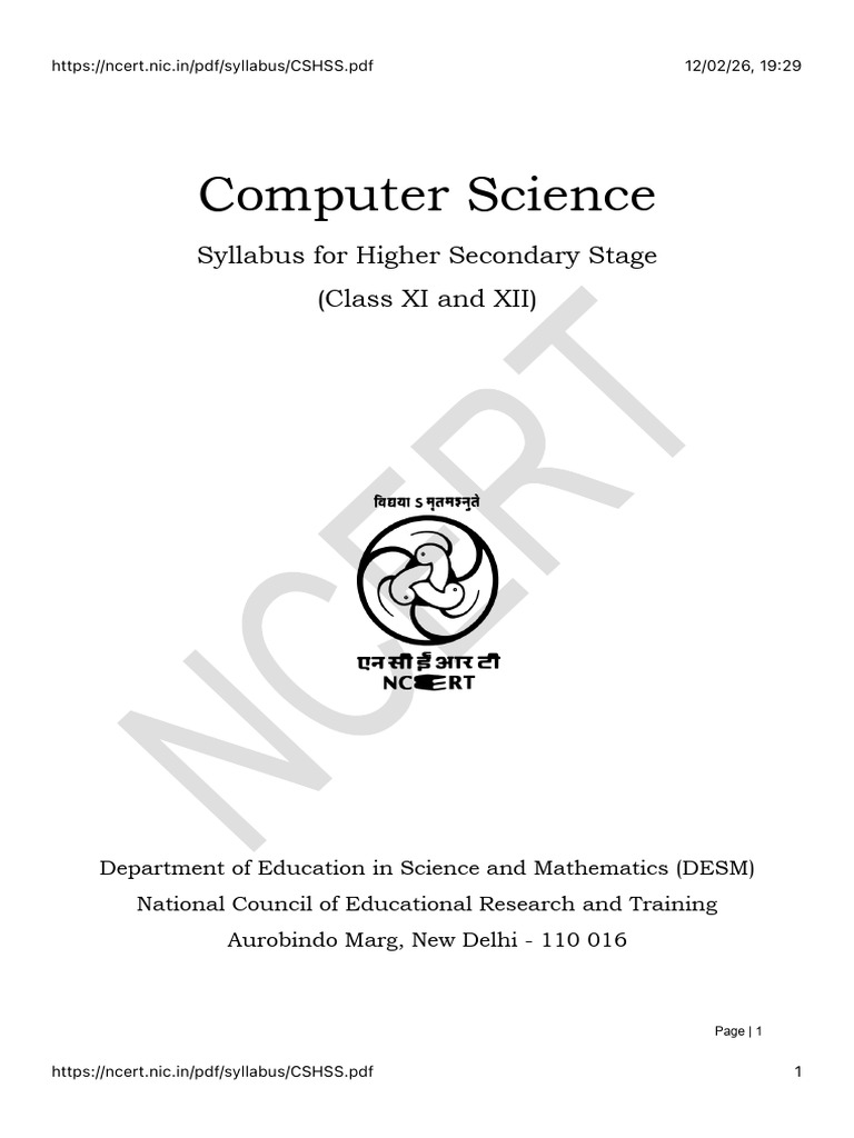 Cbse Syllabus Cs XI and XII | PDF | Computer Network | Computer Programming