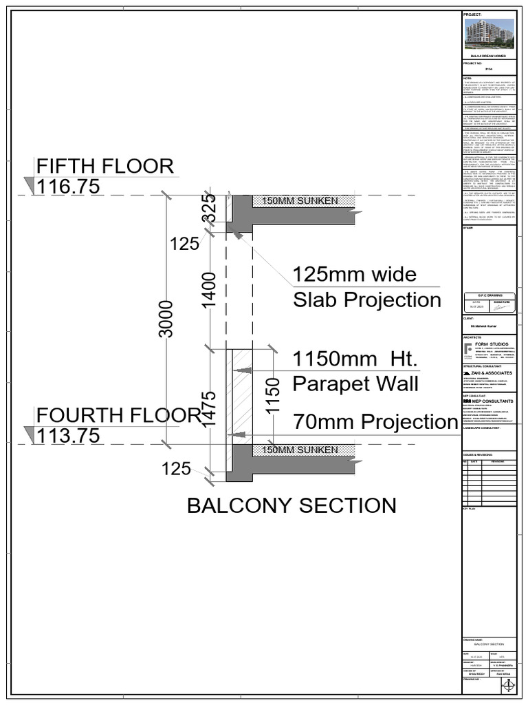 Balcony Section Details - LB Nagar | PDF | Civil Engineering
