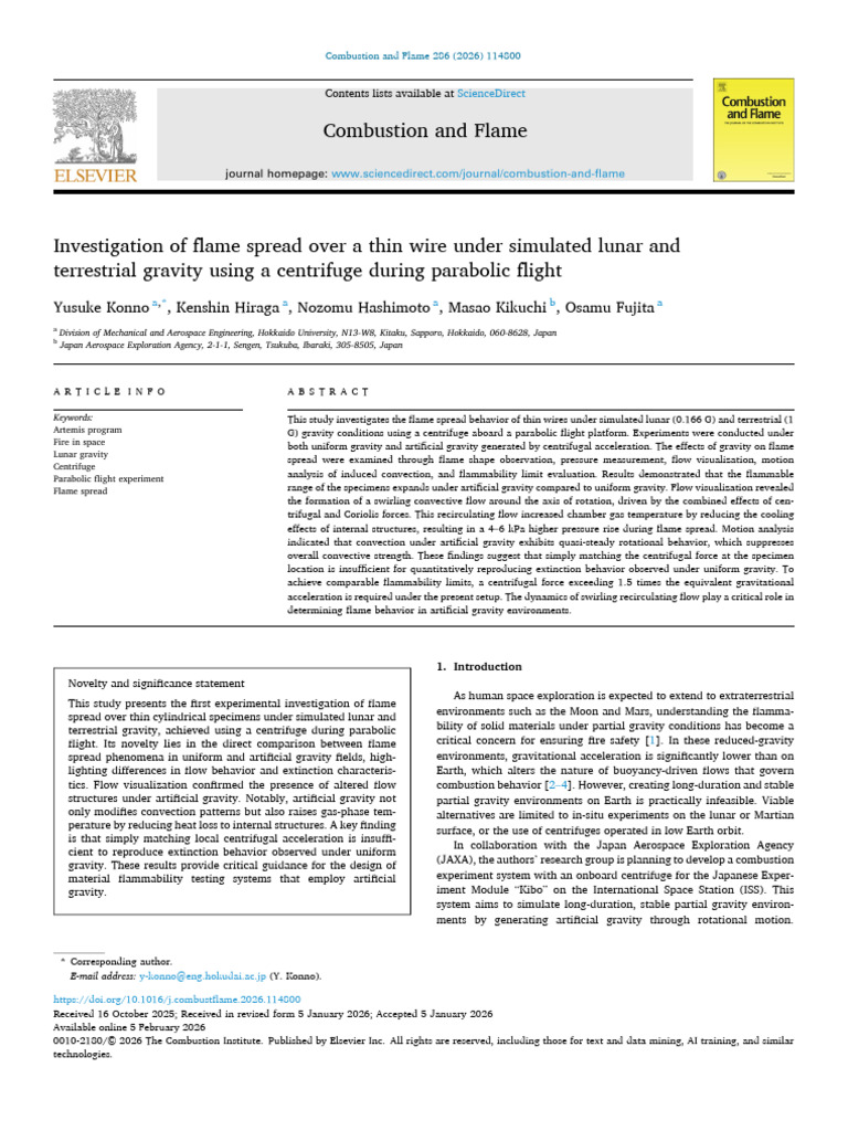 Investigation of Flame Spread Over A Thin Wire Under Simulate 2026 ...
