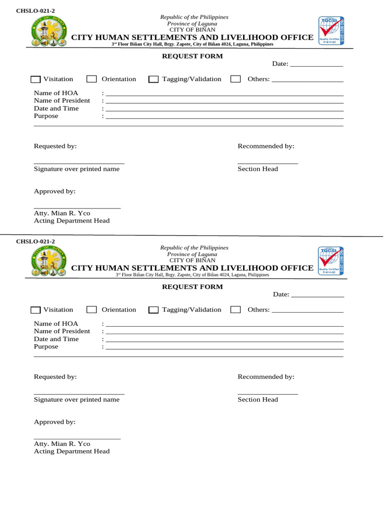 CHSLO 021 2 Request Form | PDF