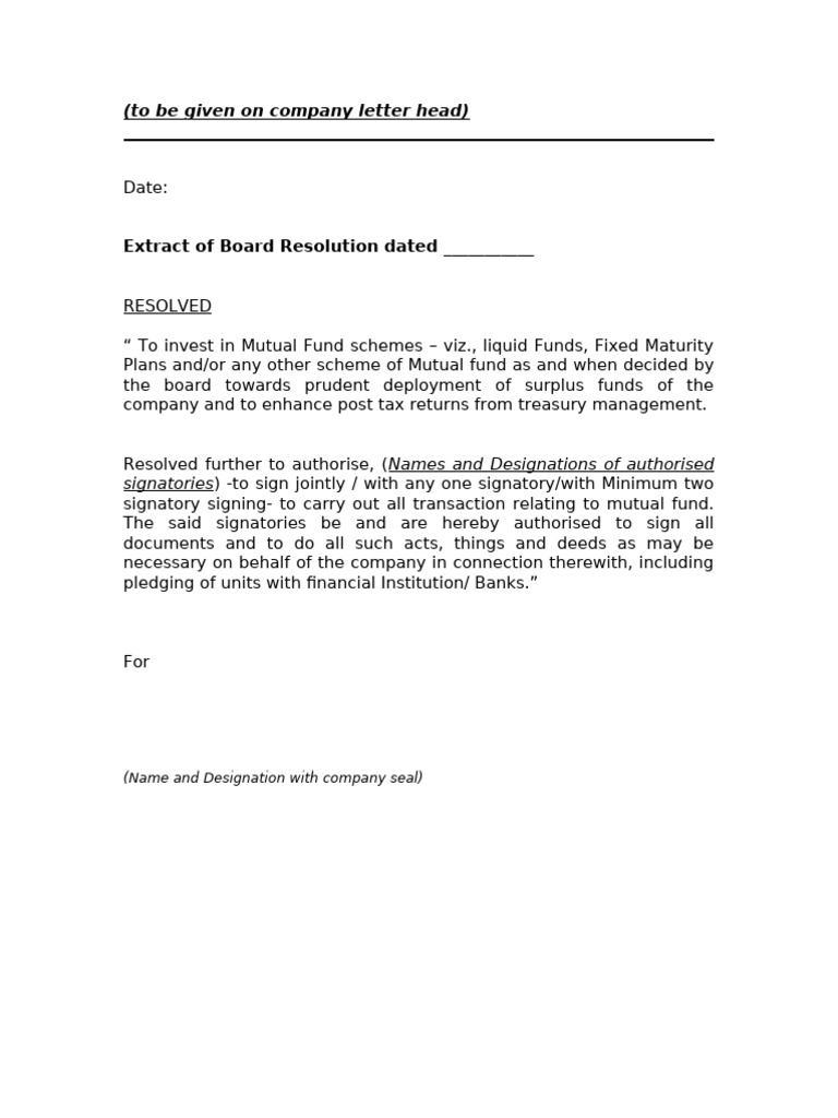 Board Resolution Format | PDF