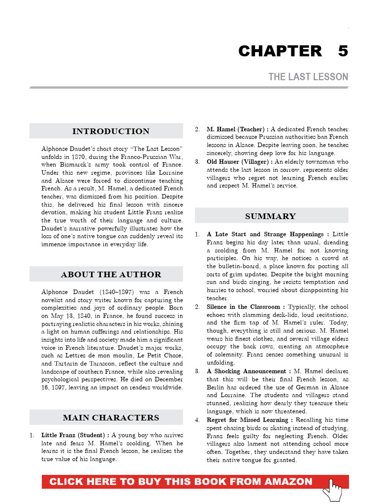The Last Lesson - SS | PDF | Classroom