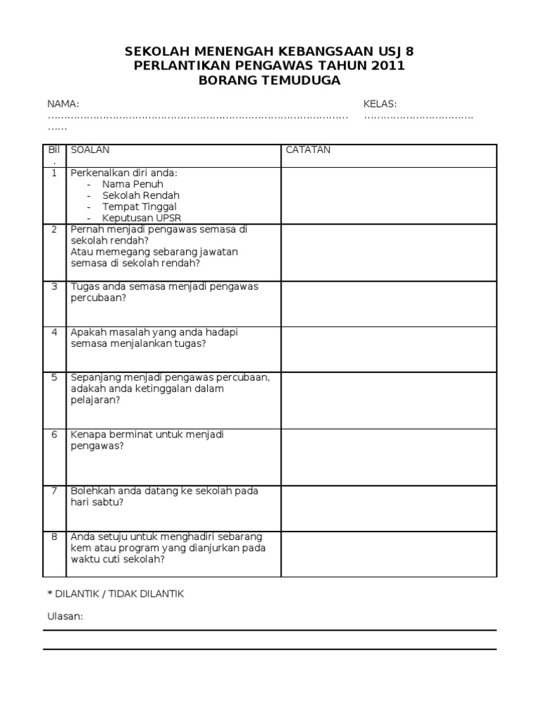 Contoh Soalan Temuduga Guru Penolong Kanan Contoh Yu - Riset