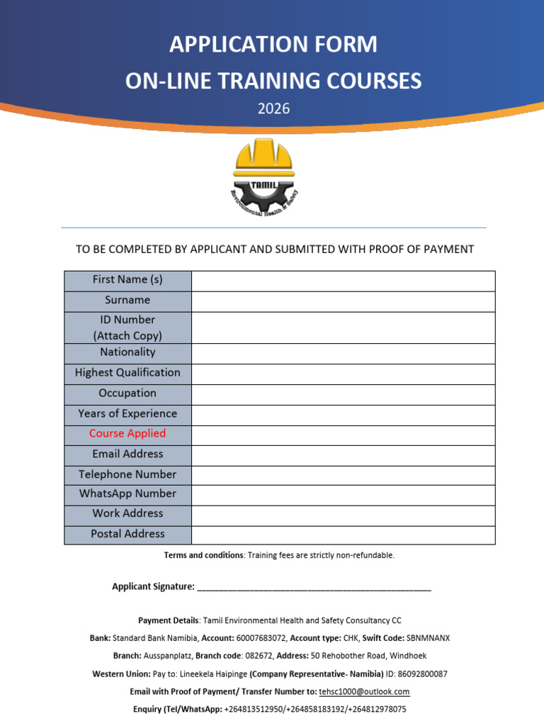 Training Application Form - 092249 | PDF