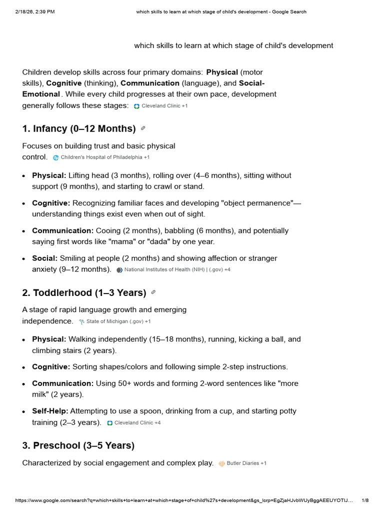 Which Skills To Learn at Which Stage of Child's Development - Google ...