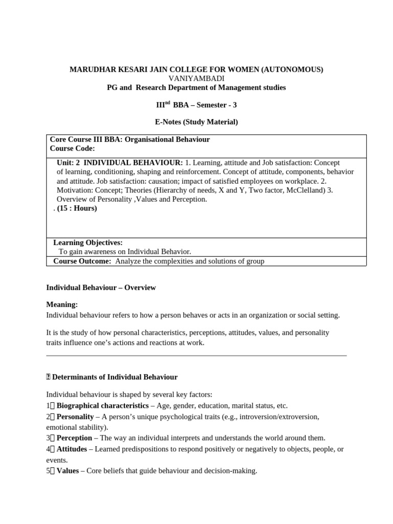 Unit Ii Ob | PDF | Job Satisfaction | Motivational