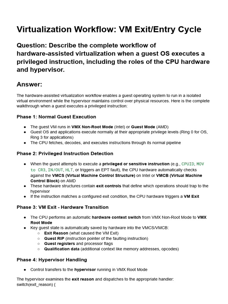 VM Exit - Entry Cycle Workflow | PDF | Virtualization | Virtual Machine