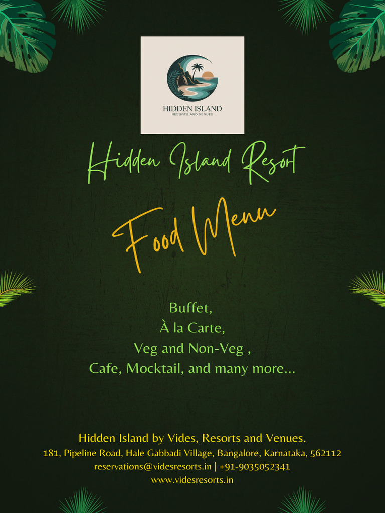Hidden Island Resort Menu | PDF | Soup | Tea