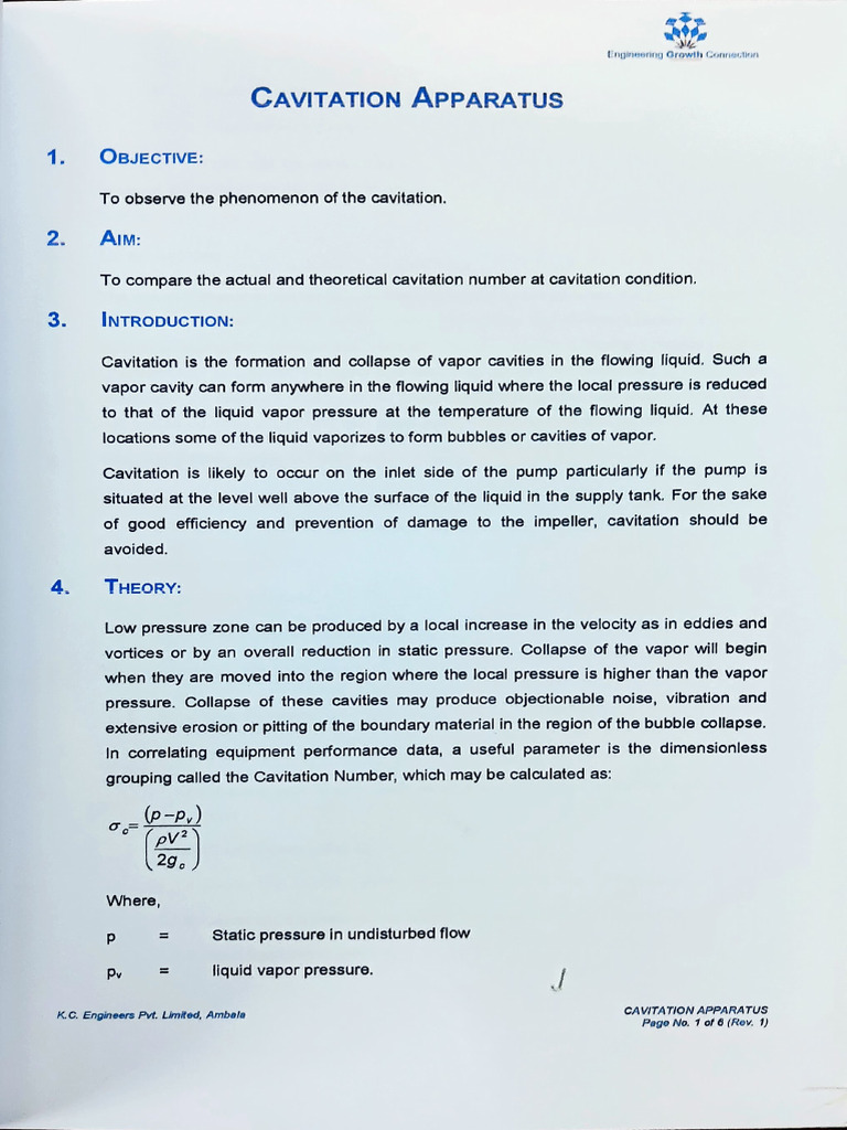 Cavitation Apparatus | PDF | Liquids | Fluid Dynamics