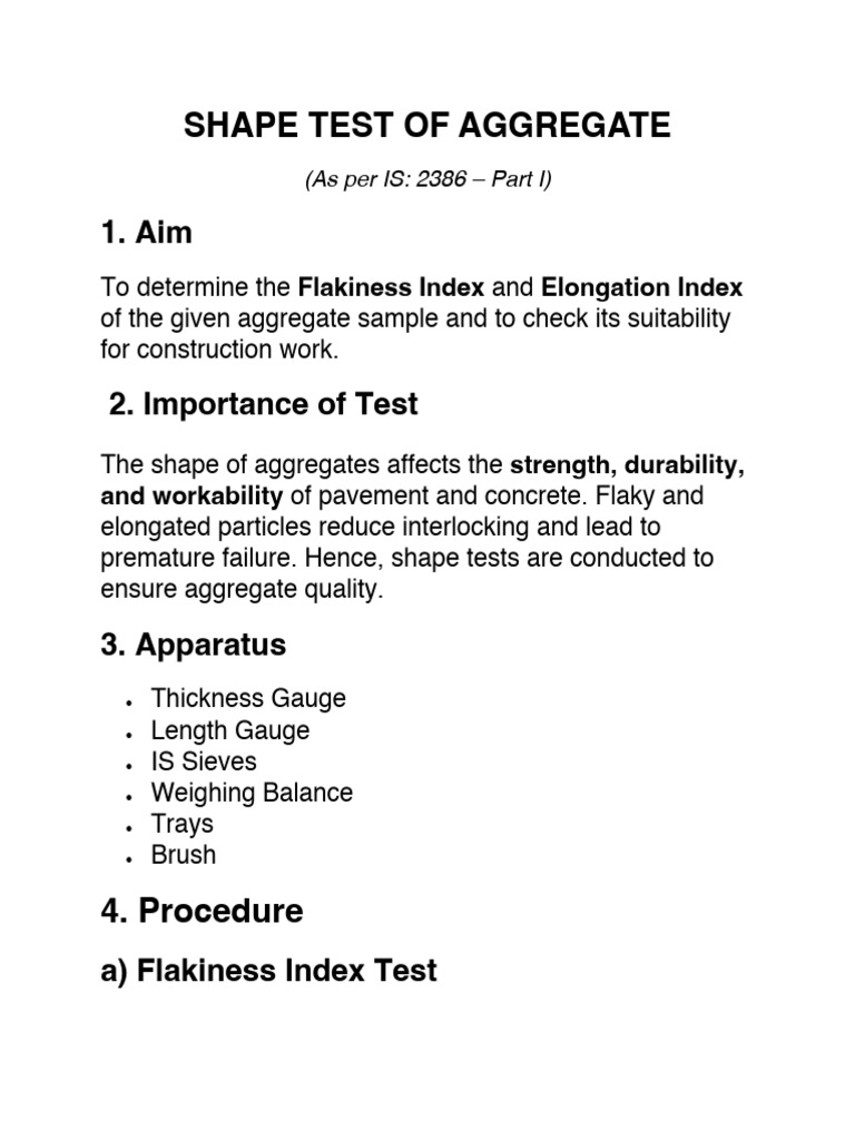 Shape Test of Aggregate | PDF | Construction Aggregate