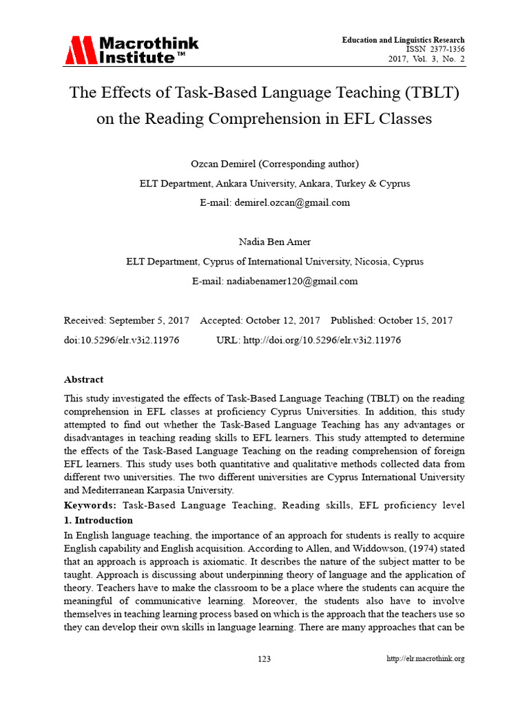 The Effects of Task Based Language Teach | PDF | Language Education ...