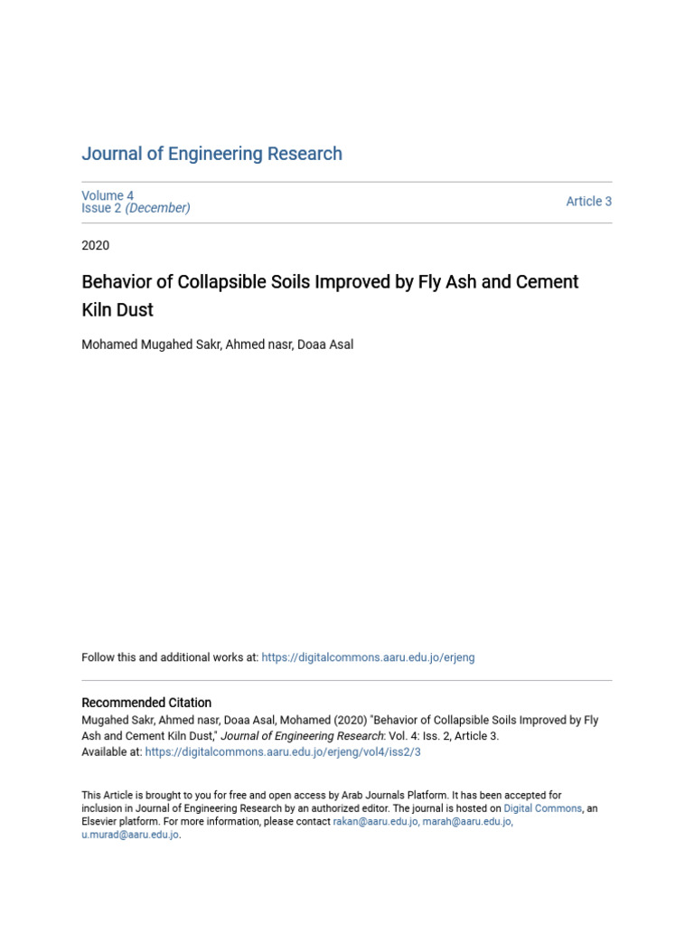 Behavior of Collapsible Soils Improved by Fly Ash and Cement Kiln | PDF ...